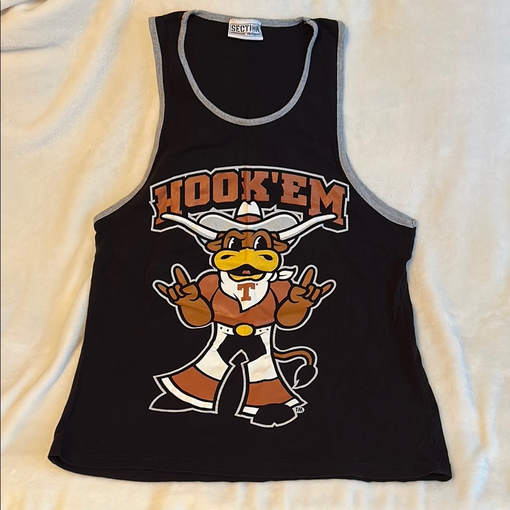 Majestic Hook’em Black and Gray Tank Top